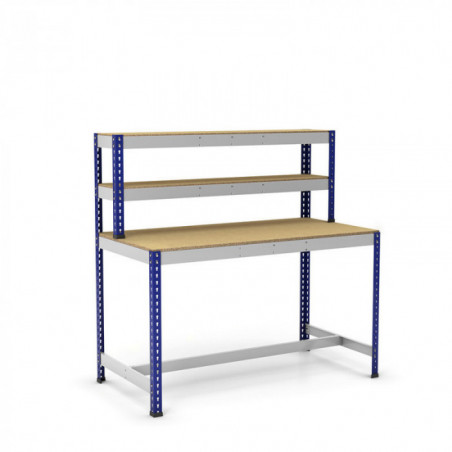 Mesa de trabajo con repisa y reposapiés