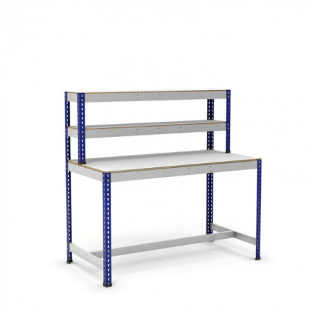 Mesa de trabajo con repisa y reposapiés
