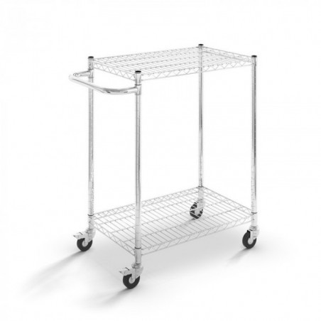 Carro de acero cromado asa horizontal y 2 niveles - Ruedas 75 mm