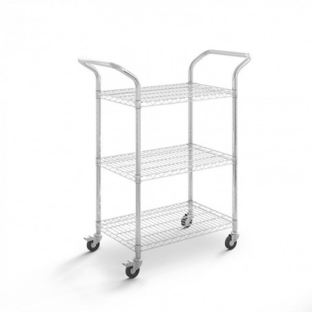 Carro de acero cromado asa vertical y 3 niveles - Ruedas 75 mm