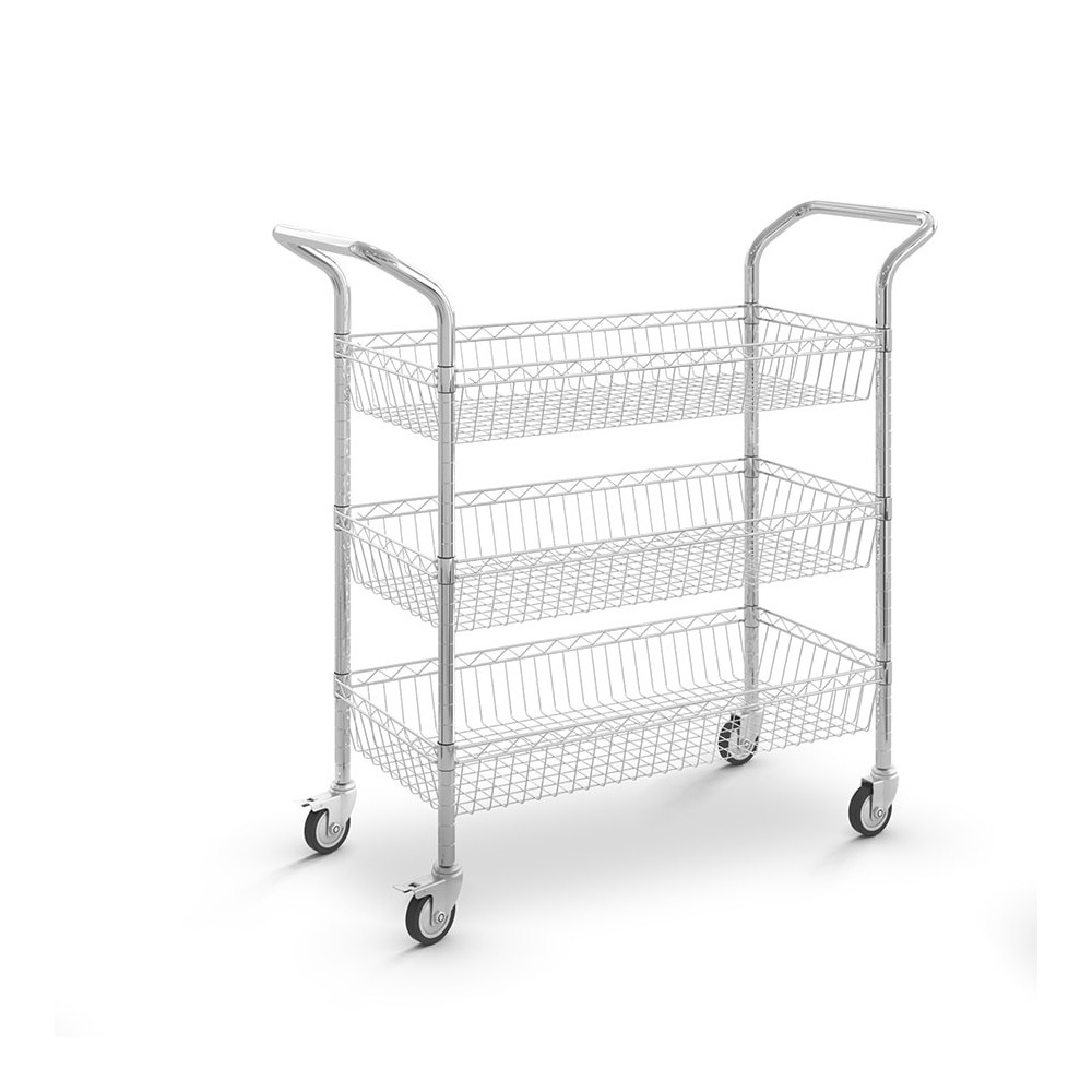 Carro de acero cromado con cesta