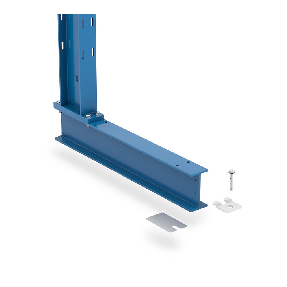 Base estantería Cantilever con Placa de Nivelación en piezas